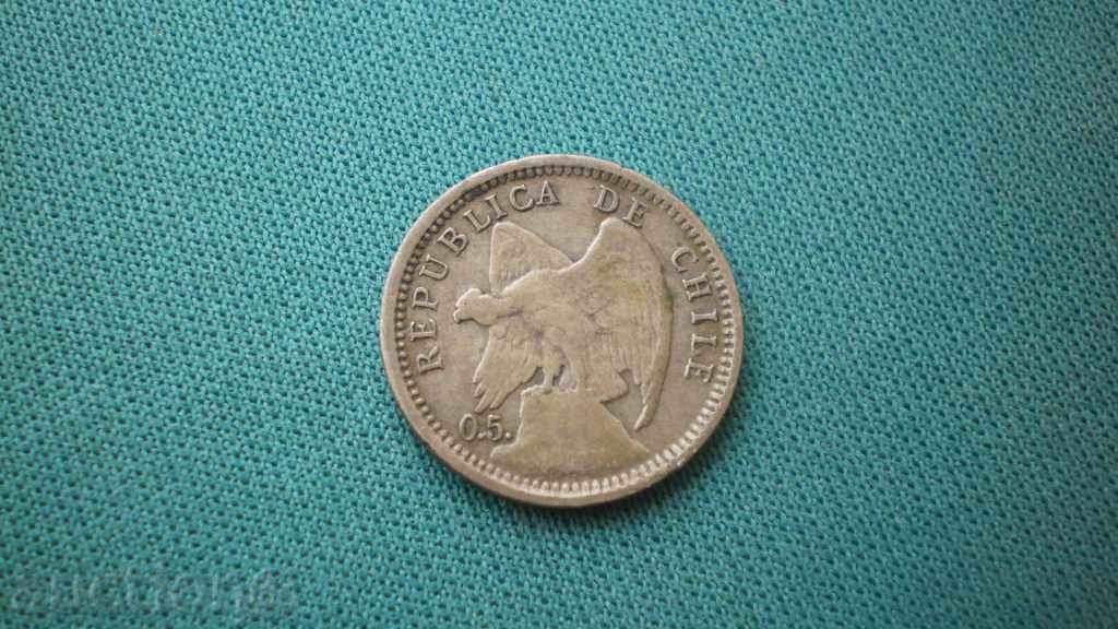 Chile 10 Center 1907 Silver rare (kk)