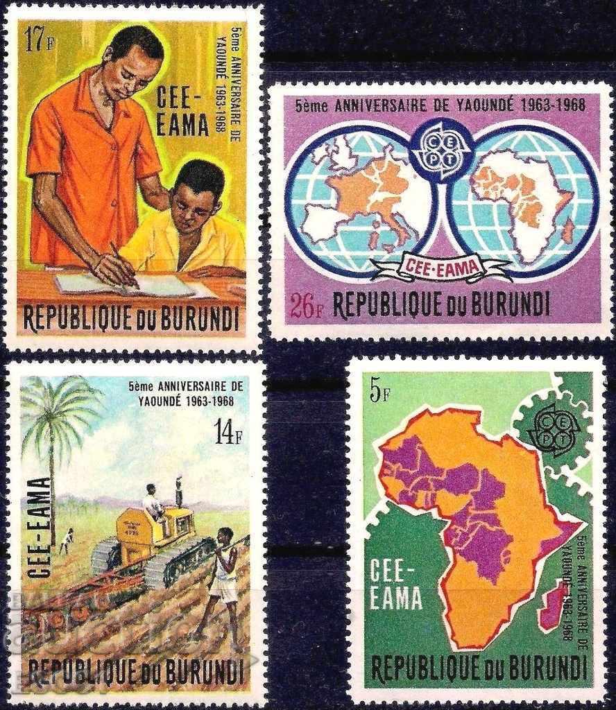 Καθαρό Μάρκες Ευρώπη - Αφρική το 1968 από το Μπουρούντι