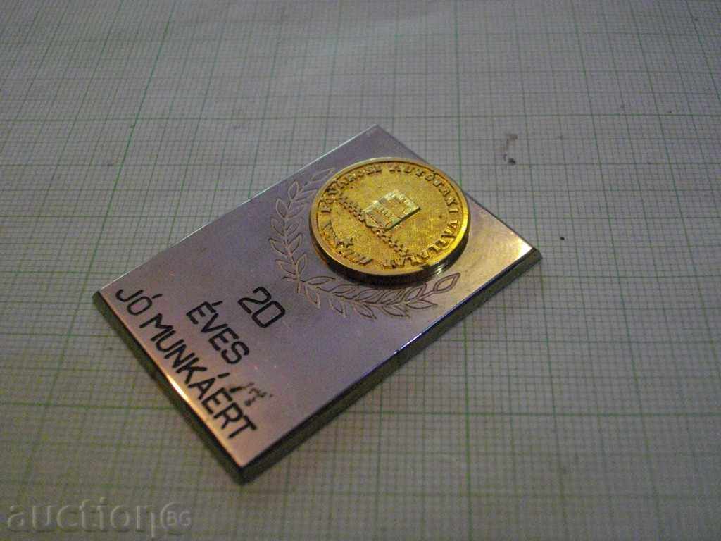 Auction  Plate "20 ÉVES JÓ MUNKÁÉRT" - "FÖVÁROSI AUTÓTAXI VÁLLALAT"