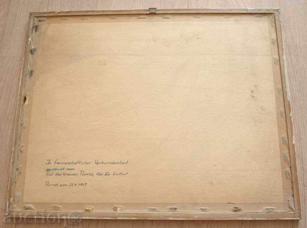 957 Germany engraving city Pirna unrecognized author 1959 signature - 6