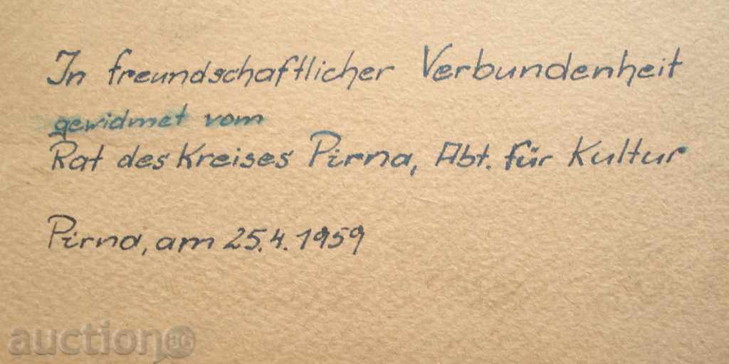 957 Germany engraving city Pirna unrecognized author 1959 signature - 7