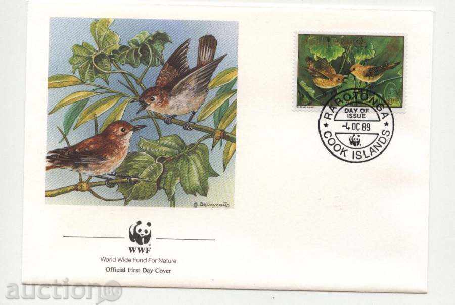 Първодневни пликове (FDC) WWF Птици 1989 от Острови Кук