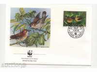 FDC (FDC) 1989 Păsări WWF din Insulele Cook