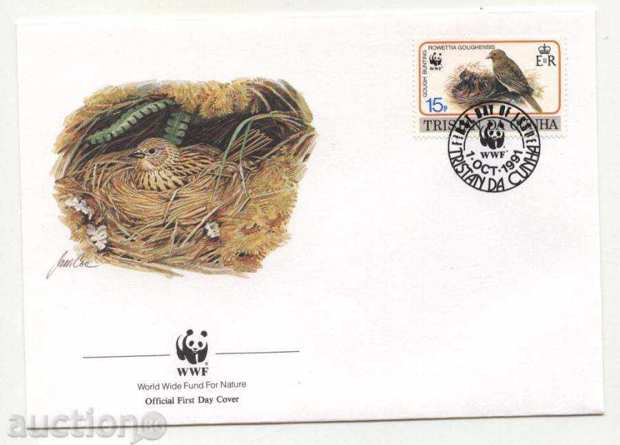 FDC (FDC) 1991 Păsări WWF Tristan da Cunha