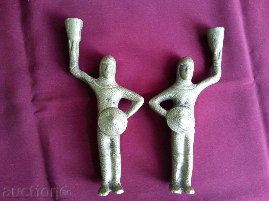 Lot Old Figures, Statue of Bronze Knights