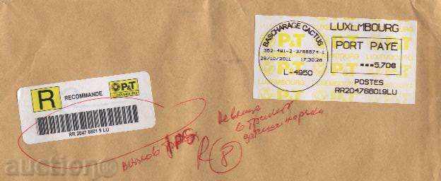 Traveled envelope 2011 from Luxembourg with price 1.00 BGN | € 0.51