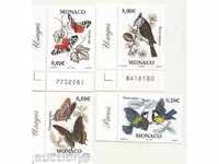 Чисти марки Птици и Пеперуди 2002 от Монако