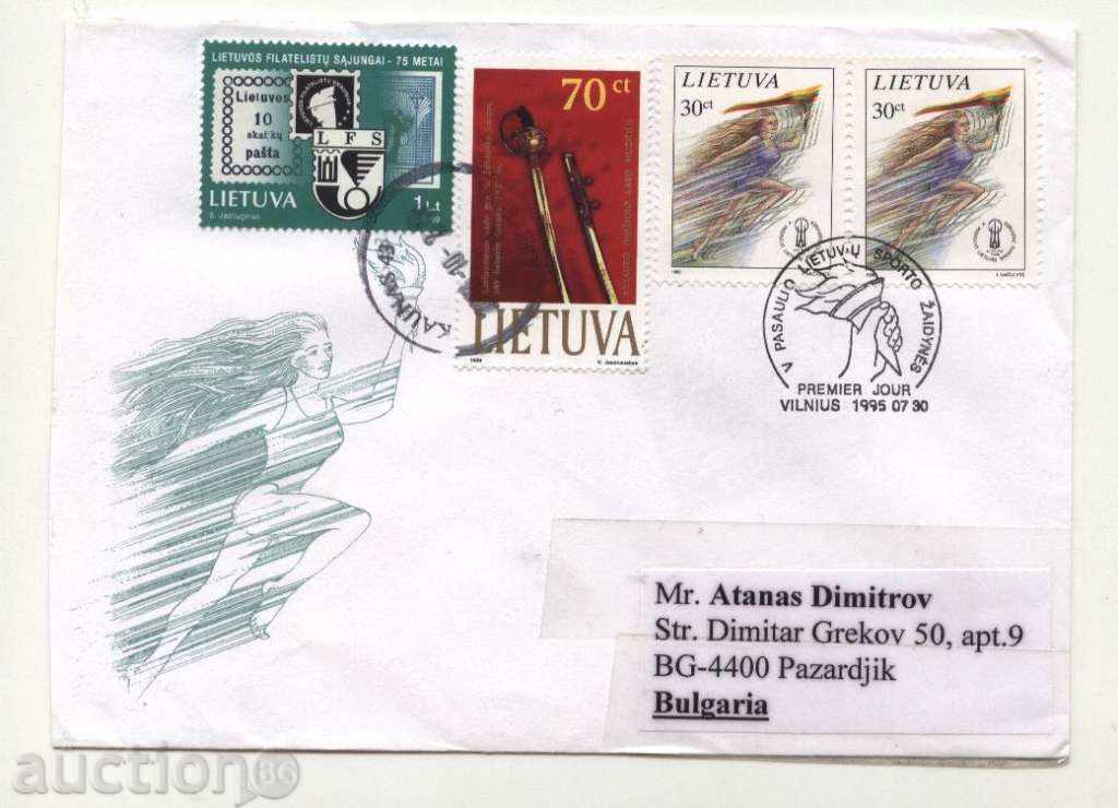Traveled first envelope FDC Sport 1995 from Lithuania