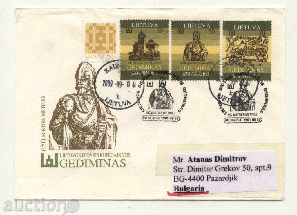 Traveled first FDC 1991 envelope from Lithuania