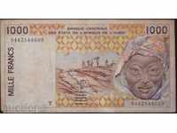 Franca factura Togo 1000 1991 R rare