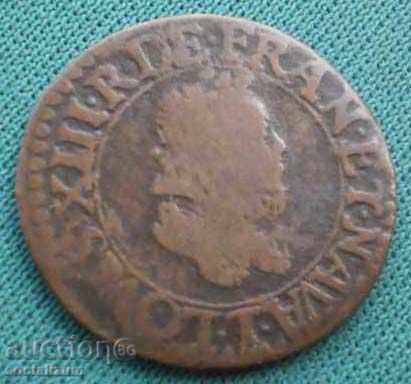 Franța Nantes Louis XIII 2 Turnie 1620-1630 rare (kk)