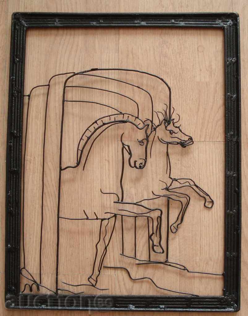 Auction 1011 Tihomir Ivanov Horse picture made of wire P.50 / 39 Auction 1011 Tihomir Ivanov Horse picture made of wire P.50 / 39