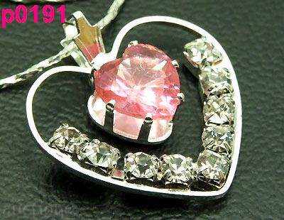 Assembled necklace with pink heart pendant