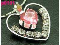 Assembled necklace with pink heart pendant