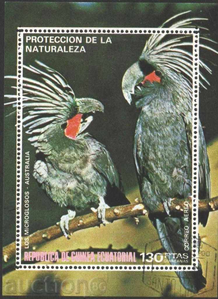 Клеймован блок Птици Папагали 1975 от Екваториална Гвинея