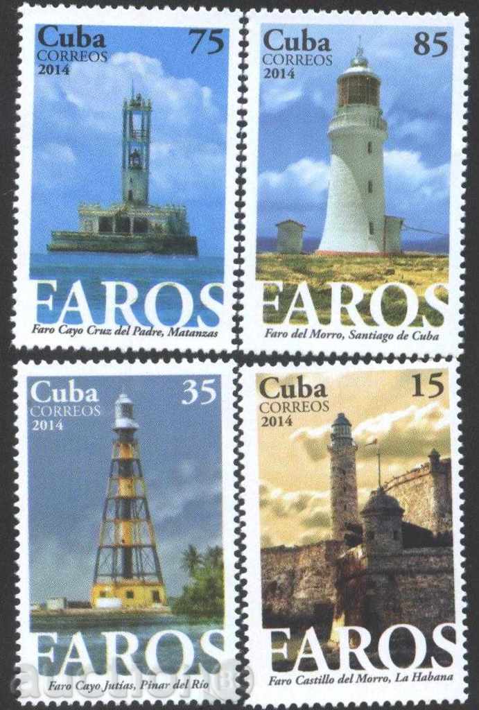 Чисти марки Морски Фарове  2014  Куба