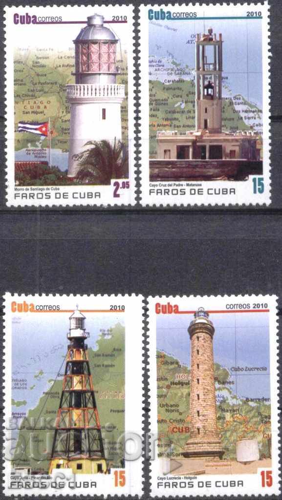 Чисти марки Морски фарове  2010 Куба