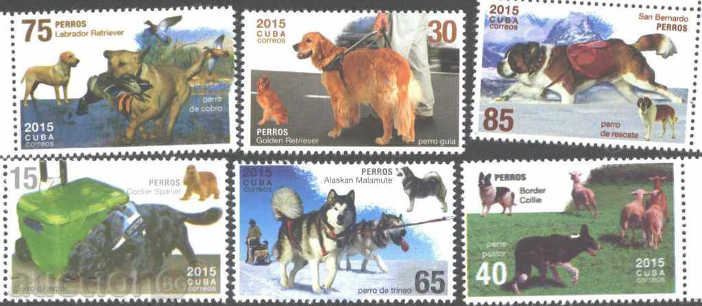 Чисти марки Фауна Кучета 2015 от Куба