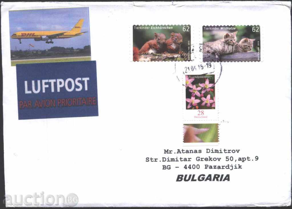 Traveled Envelope with Fauna Animals 2015 Flowers from Germany