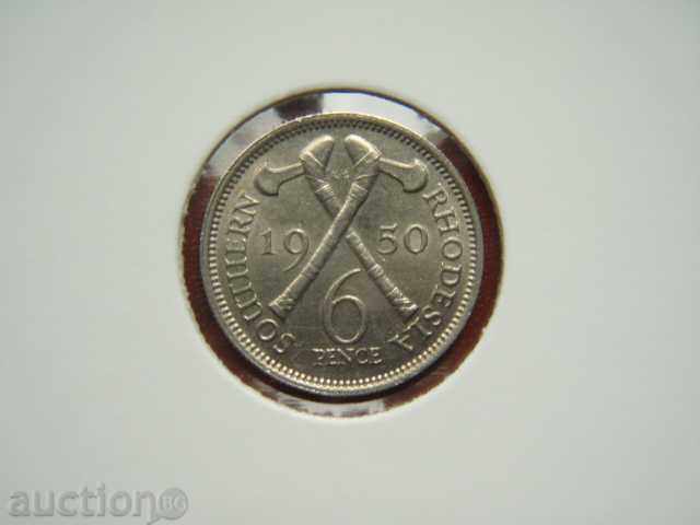 6 Pence 1950 Rhodesia de Sud - Unc 6 Pence 1950 Rhodesia de Sud - Unc