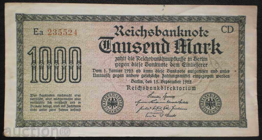 Банkнота  Германия  1000  Марки  1923 VF