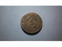Монета 5 RENTENPFENNIG 1924 F Германия