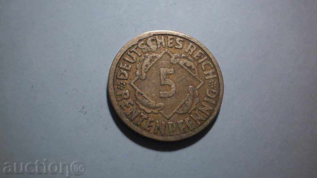 Κέρμα 5 RENTENPFENNIG 1924 J Γερμανία