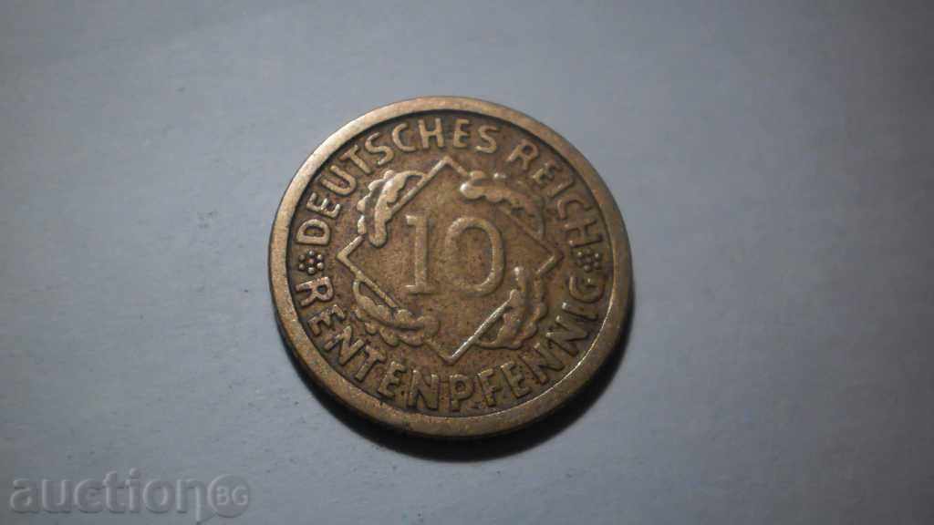 Монета 10 RENTENPFENNIG 1924 F Германия