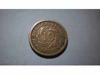 Монета 10 RENTENPFENNIG 1924 F Германия