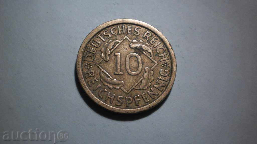 Монета 10 REICHSPFENNIG 1929 A Германия