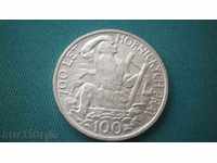 Cehoslovacia 100 Coroane 1949 Argint UNC Rare