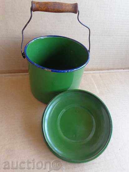 Аукцион Стар емайлирано соц канче с капак, емайлиран съд за храна Аукцион Стар емайлирано соц канче с капак, емайлиран съд за храна