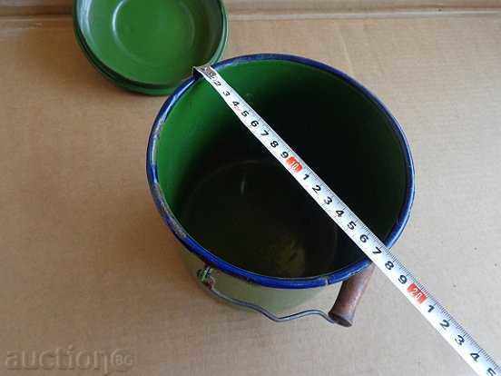 Стар емайлирано соц канче с капак, емайлиран съд за храна - 7 Стар емайлирано соц канче с капак, емайлиран съд за храна - 7