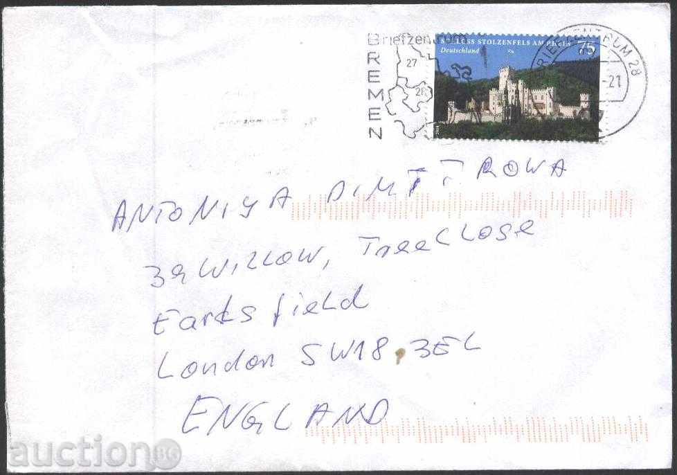 Traveled envelope with the Castle and Church brand