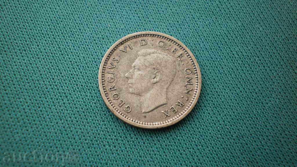 Silver Coin 3 Pence 1938 England