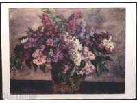 Postcard Painting, Lilacs 1962 from USSR