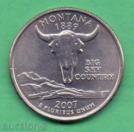 (¯`'•.¸   25 цента 2007 P  САЩ (Montana) UNC-  ¸.•'´¯)