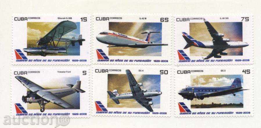 Чисти марки Самолети 2009 Куба