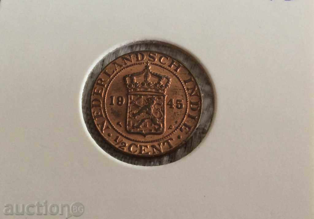 Холандска Индия,1/2 цент 1945г. P(2)
