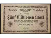 Bancnota Germania 5 milioane Brands 1923 proiect de lege Rare