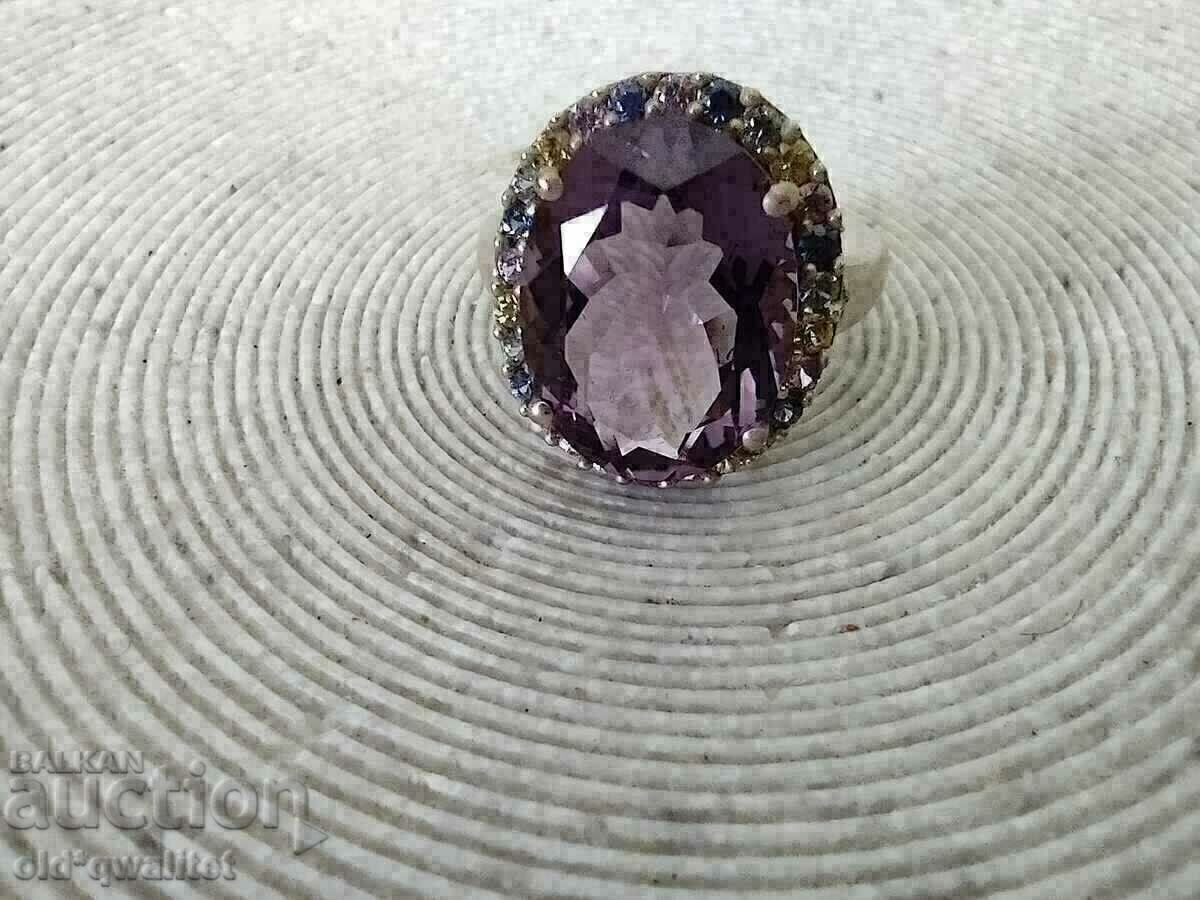 GORGEOUS GOLD RING, AMETHYST and MULTICOLORED SAPPHIRES with price 1200.00 BGN | € 613.55