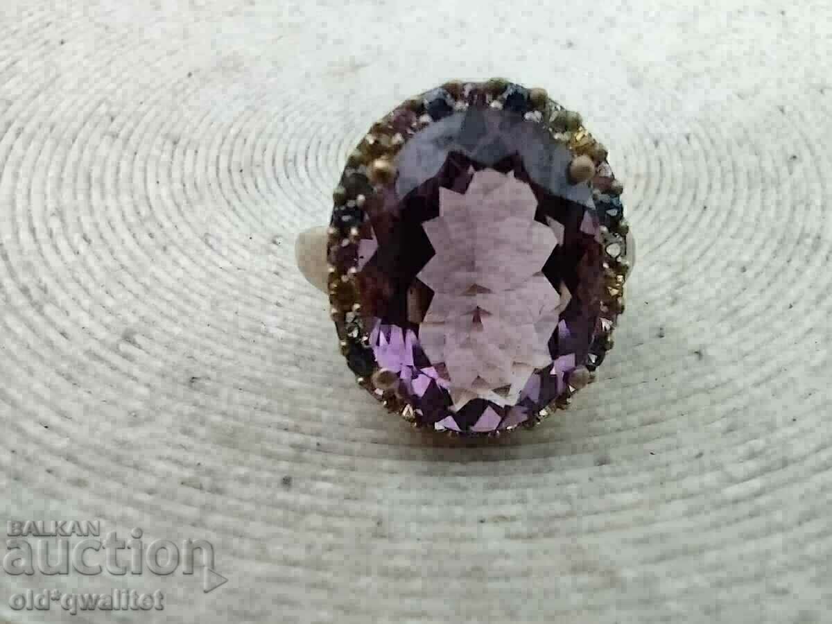 Auction  GORGEOUS GOLD RING, AMETHYST and MULTICOLORED SAPPHIRES