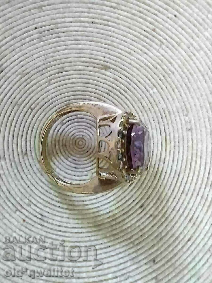 GORGEOUS GOLD RING, AMETHYST and MULTICOLORED SAPPHIRES - 5