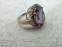 GORGEOUS GOLD RING, AMETHYST and MULTICOLORED SAPPHIRES