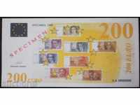 Banknote France SPECIMEN 200 EURO 1998 UNC Rare Banknote