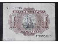 Spain 1 Peseta 1953 Rare Banknote