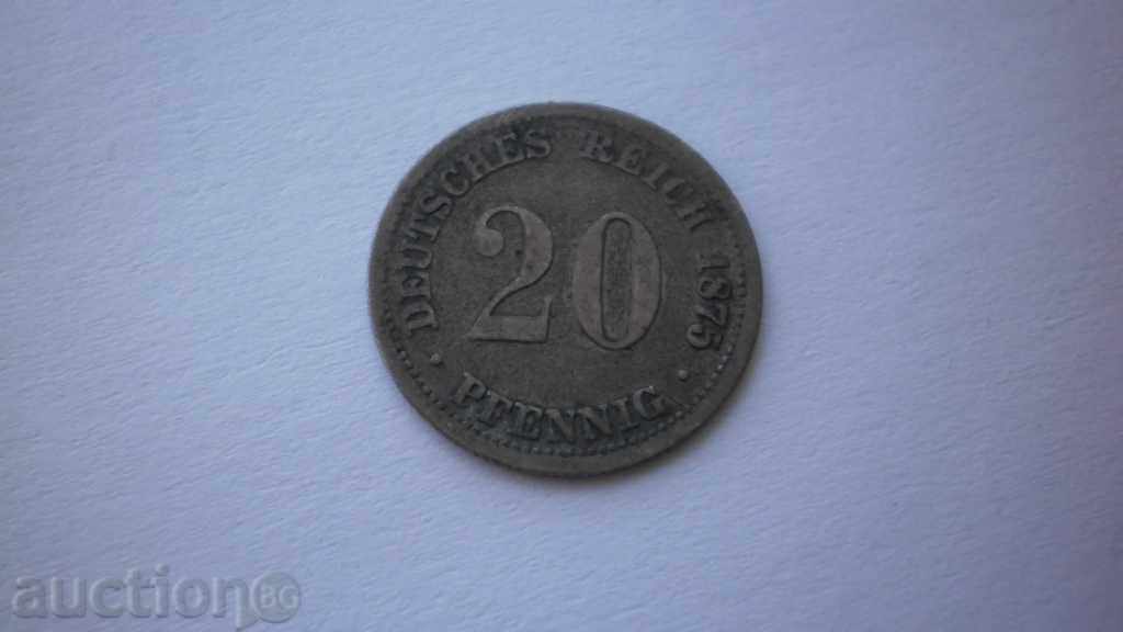 Ασημένιο Γερμανία 20 pfennig 1875 D Σπάνιες κέρμα