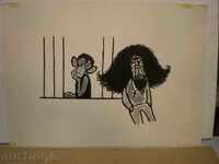 creion-cartuș-cerneală și acuarelă,