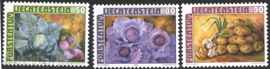 Чисти марки Флора Зеленчуци 1986 от Лихтенщайн