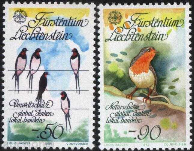 Чисти марки Птици Европа СЕПТ  1986 от Лихтенщайн